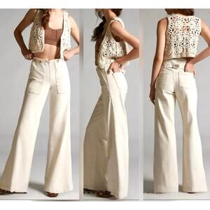 Anthropologie Pilcro Kit High-Rise Wide-Leg Utility Flare Trouser Boho 32W 32L